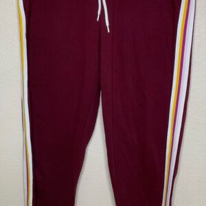 Old Navy Maroon Joggers with Vibrant Stripes